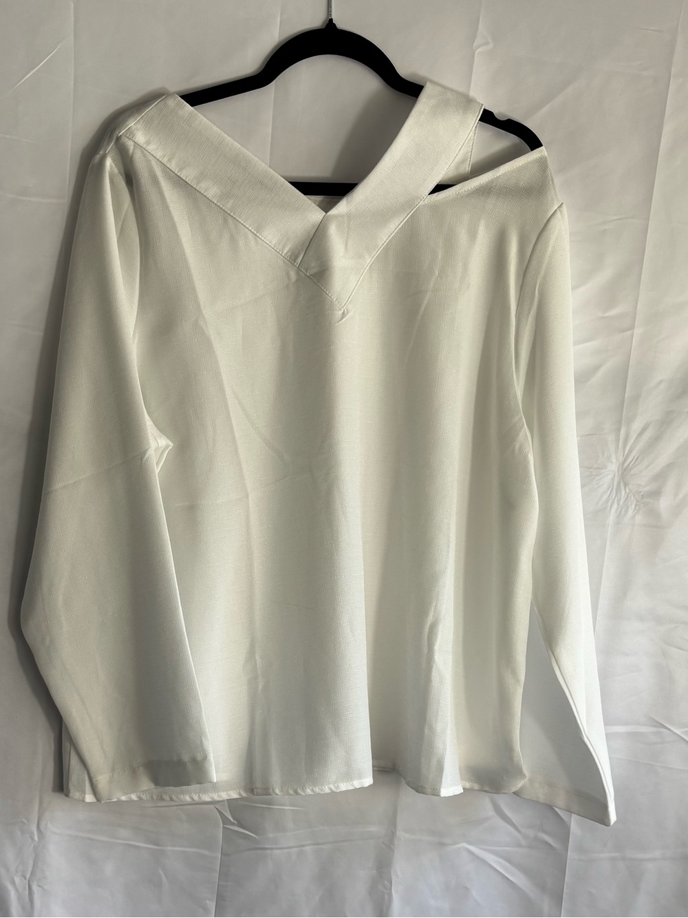 White V‑Neck Long Sleeve women’s Shirt